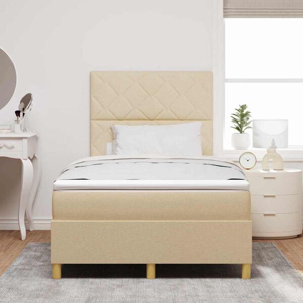 vidaXL Boxspring bed met matras met hoofdeinde Cr&egrave;me 120 x 190 cm Stof