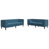 vidaXL 2-delige Loungeset Chesterfield met bolsters fluweel blauw