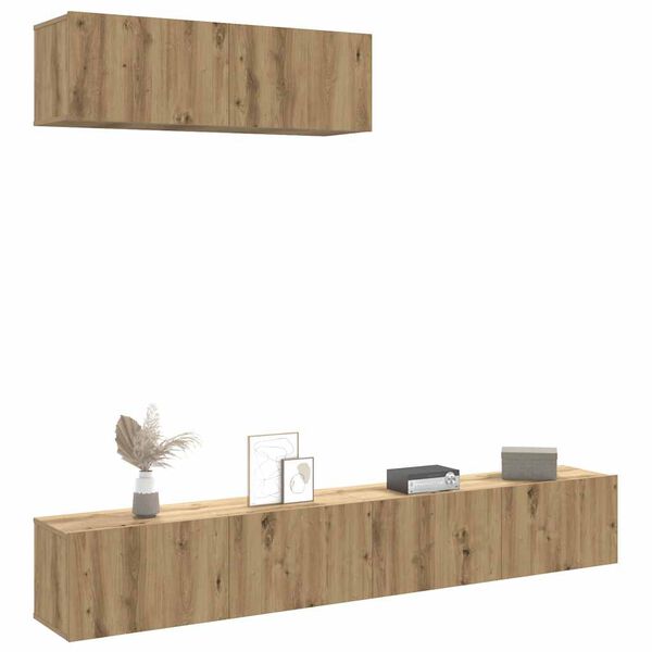 vidaXL Tv-wandkasten 3 st 100x30x30 cm bewerkt hout artisanaal eiken
