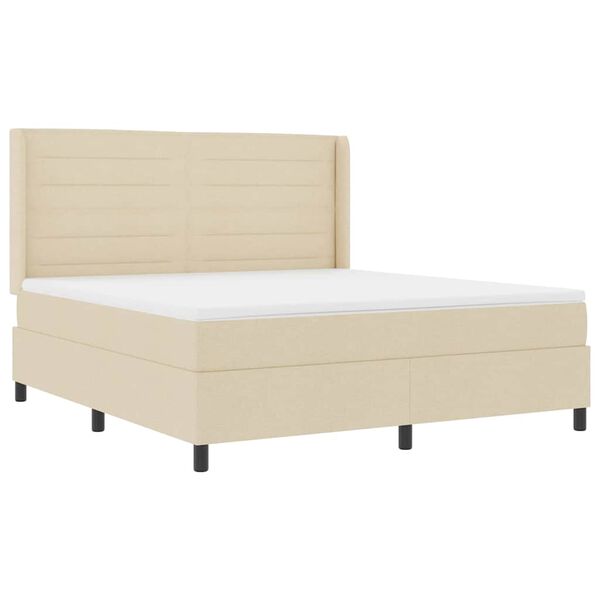 vidaXL Boxspring bed met matras met hoofdeinde Cr&egrave;me 180 x 200 cm Stof