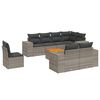 vidaXL 9-delige Loungeset met kussens poly rattan grijs