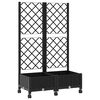 vidaXL Tuinplantbak met schutting en wielen Zwart 80 x 40 x 131,5 cm