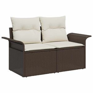 vidaXL Tuinbank met kussen Bruin 141 x 62 x 69cm poly rattan
