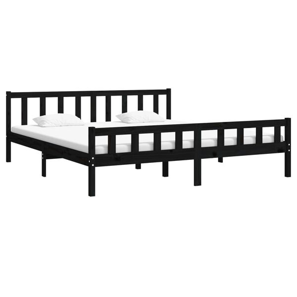 vidaXL Bedframe massief hout zwart 160x200 cm