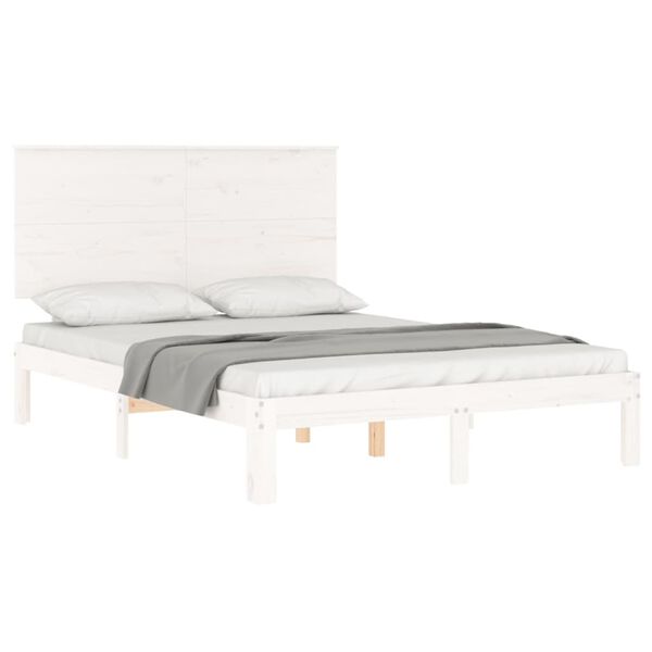 vidaXL Bedframe zonder matras massief grenenhout wit 140x200 cm