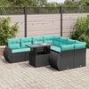 vidaXL 9-delige Loungeset met kussens poly rattan acacia zwart