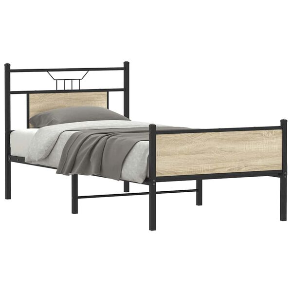 vidaXL Bedframe zonder matras hout sonoma eikenkleurig 75x190 cm