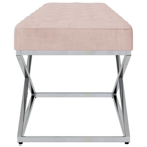 vidaXL Bankje fluweel en roestvrij staal roze