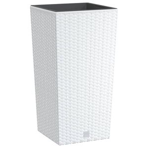 vidaXL Plantenbak met uitneembare bak rattan-look 11/26,5 L PP wit