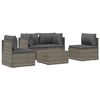 vidaXL 5-delige Loungeset met kussens poly rattan grijs