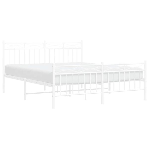 vidaXL Bedframe met hoofd- en voeteneinde metaal wit 150x200 cm