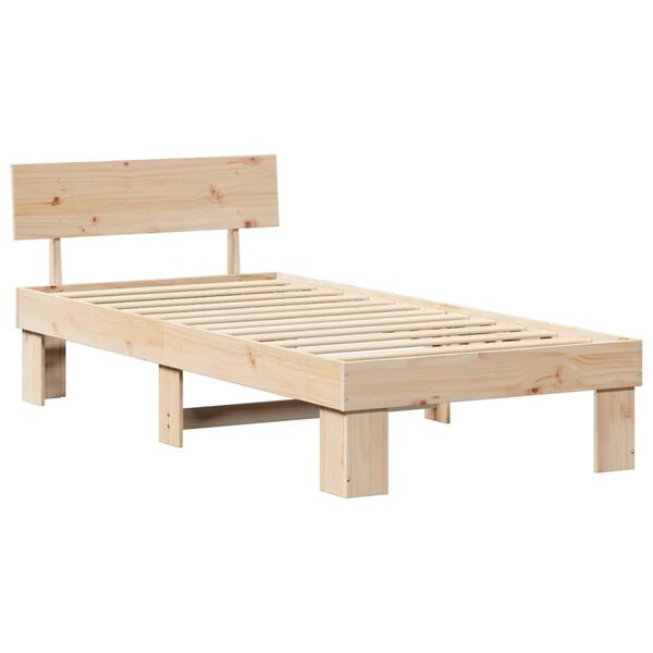 vidaXL Bedframe met hoofdeinde Naturel 90 x 190 cm Massief grenenhout