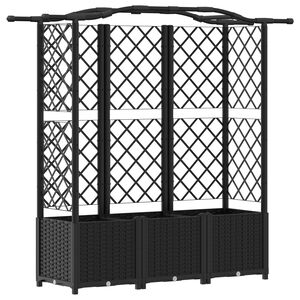 vidaXL Verhoogd Bed met Trellis en Dak Zwart 163 x 40 x 138 cm PP