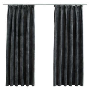 vidaXL Gordijnen verduisterend 2 st met haken 140x175 cm fluweel antraciet