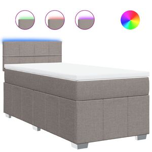 vidaXL Boxspring met matras stof taupe 90x200 cm