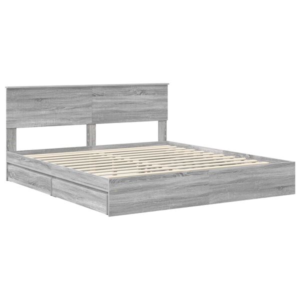 vidaXL Opslag bed met lade Grijs Sonoma 180 x 200 cm Bewerkt hout