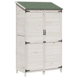 vidaXL Tuinschuur met dak Wit 106,5 x 56 x 176 cm Massief Vurenhout