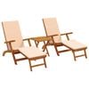 vidaXL Ligstoelkentingen en opvouwbare zonnebader 3 st Beige