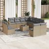 vidaXL 12-delige Loungeset met kussens poly rattan beige