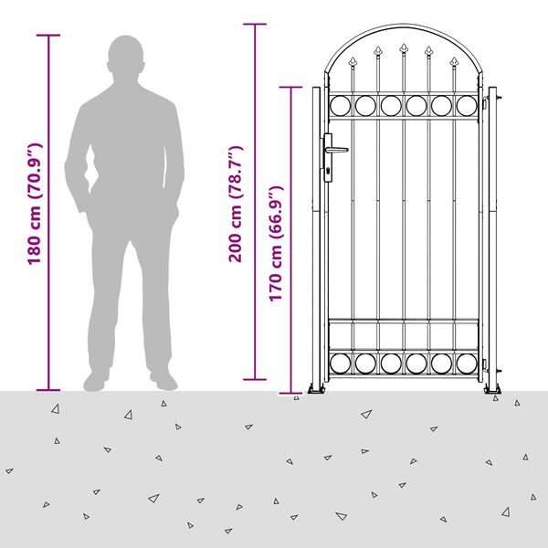 vidaXL Afrasteringspaal met slot Grijs 200 x 88 x 14 cm Staal