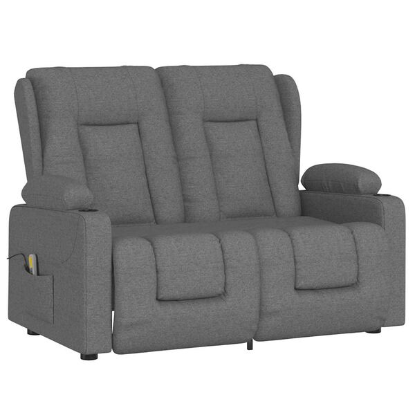 vidaXL Massagestoel 2-zits verstelbaar bekerhouders stof lichtgrijs