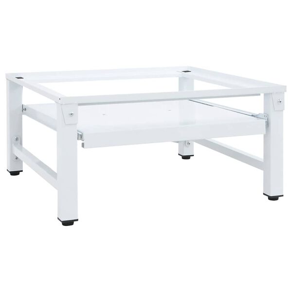 vidaXL Wasmachineverhoger met uittrekbaar schap wit