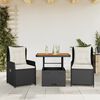 vidaXL 3-delige Bistroset met kussens poly rattan zwart