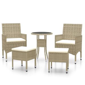 vidaXL 5-delige Loungeset poly rattan beige