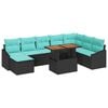 vidaXL Tuinbankenset 9 st Zwart en Teal poly rattan