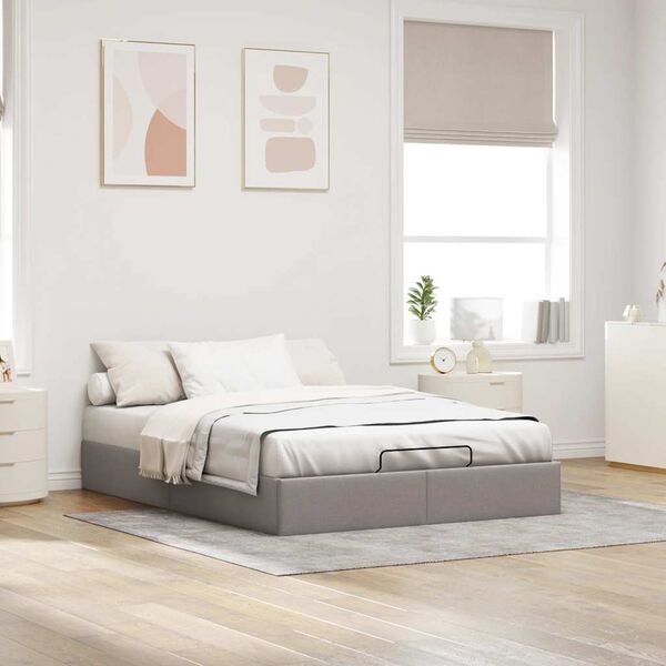 vidaXL Bedframe zonder matras 140x190 cm stof taupe
