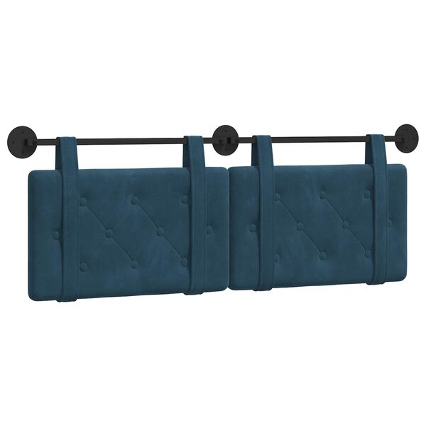 vidaXL Hangend Hoofdeinde Wandgemonteerd Blauw 130 x 55 x 5 cm Fluweel