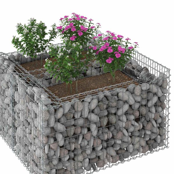 vidaXL Gabion Verhoogd Bed Zilver 100 x 100 x 60 cm
