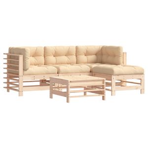 vidaXL 5-delige Loungeset met kussens massief hout