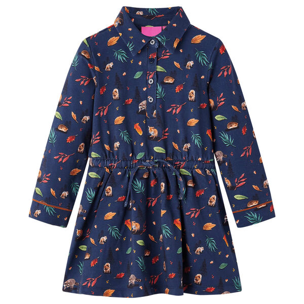 Kinderjurk met lange mouwen 116 marineblauw