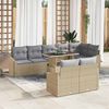 vidaXL Tuin Sofa Set met kussen met opslag 9 pcs beige en lichtgrijs