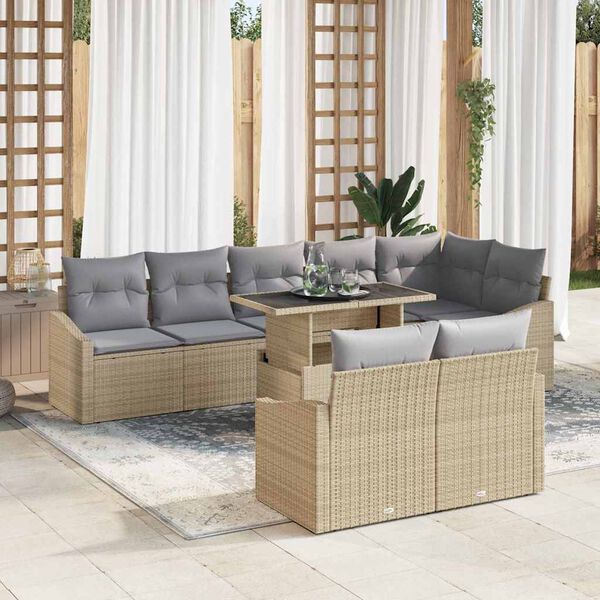 vidaXL Tuin Sofa Set met kussen met opslag 9 pcs beige en lichtgrijs