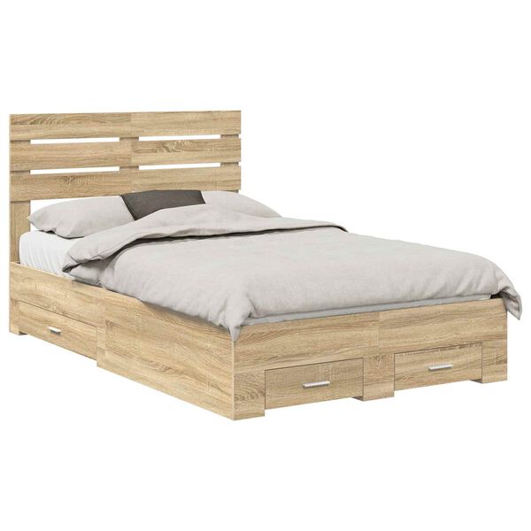vidaXL Bedframe met lade met hoofdeinde met opslag Bewerkt hout