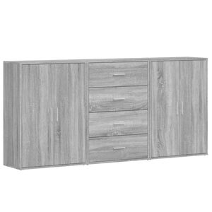 vidaXL Dressoirs 3 st 60x31x84 cm bewerkt hout grijs sonoma eikenkleur