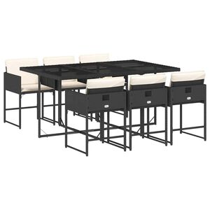vidaXL 7-delige Tuinset met kussens poly rattan zwart