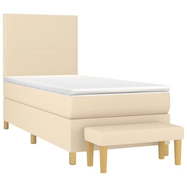 vidaXL Boxspring met matras stof cr&egrave;mekleurig 90x190 cm