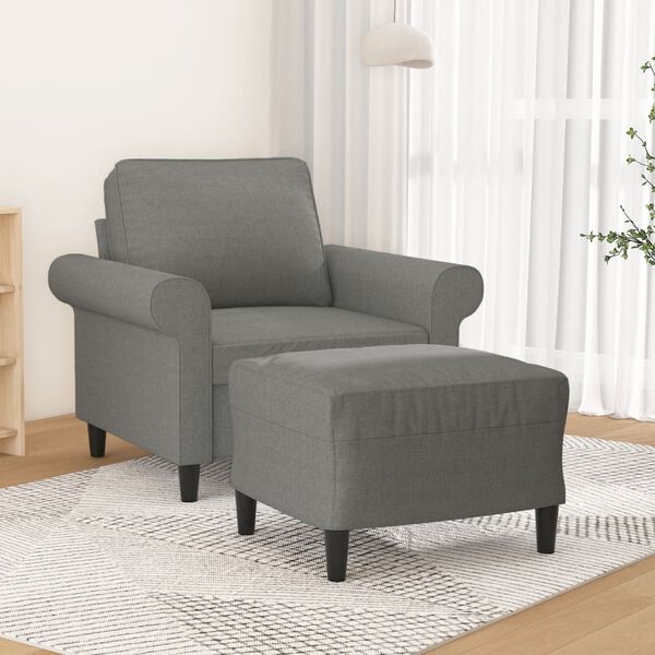 vidaXL Fauteuil met voetenbank 60 cm stof donkergrijs