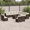 vidaXL 14-delige Loungeset met kussens poly rattan bruin