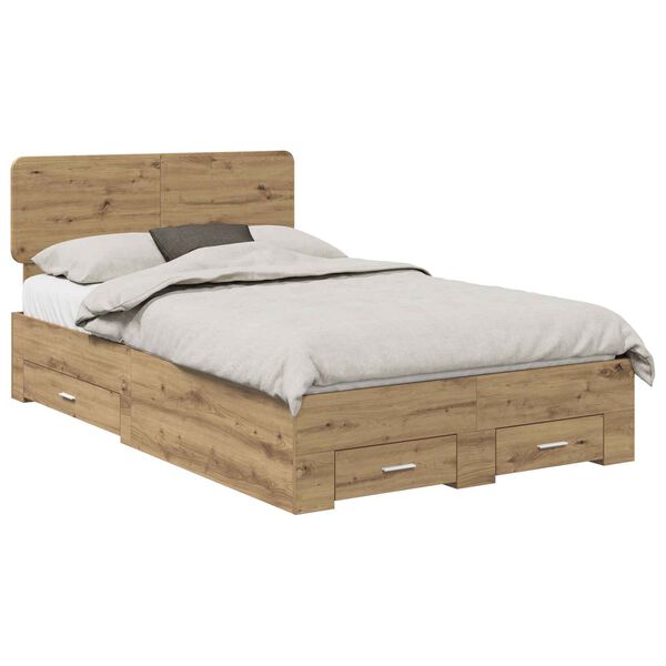 vidaXL Bedframe met hoofdeinde Artisan Eiken 120 x 190 cm Bewerkt hout
