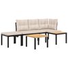 vidaXL 4-delige Loungeset met kussens gepoedercoat staal zwart