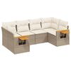 vidaXL 6-delige Loungeset met kussens poly rattan beige