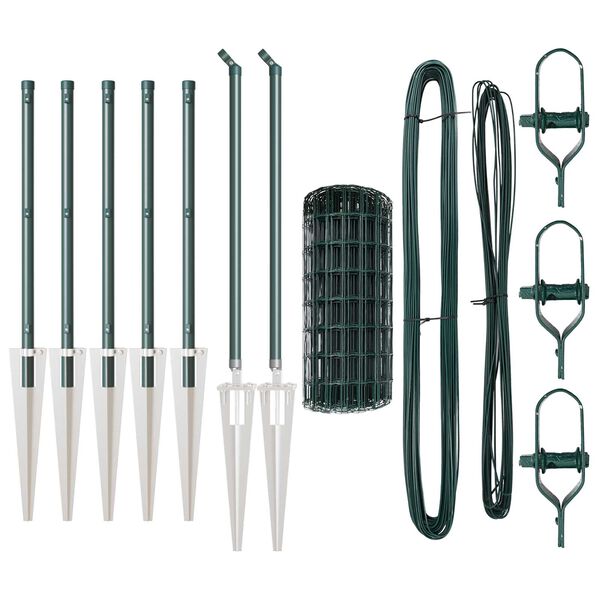 vidaXL Hek met Paal Groen 0,6 x 10 m Staal en PVC