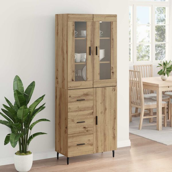 vidaXL Hoge kast met lade 2 pcs Artisan Eiken Bewerkt hout