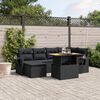 vidaXL 7-delige Loungeset met kussens poly rattan zwart