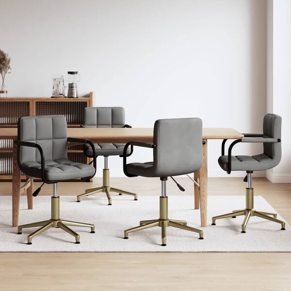 vidaXL Eetkamerstoelen draaibaar 4 st fluweel lichtgrijs