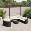 vidaXL 10-delige Loungeset met kussens poly rattan zwart